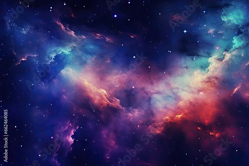 Star field in space a nebulae and a gas congestion  Colorful space galaxy cloud nebula. Stary night cosmos  AI Generated