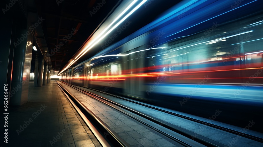 A train traveling down train tracks at night A train traveling down train tracks at night