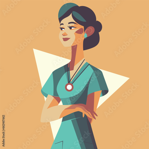 Low Polygon Geometric Pattern Isometric Nurse, Medical Staff Illustration isolated on background