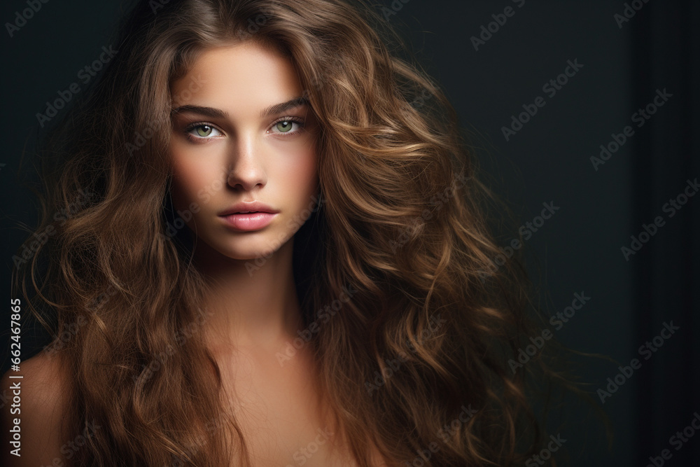 Fototapeta premium Beauty portrait of an european female model with flawless skin an beautiful hair