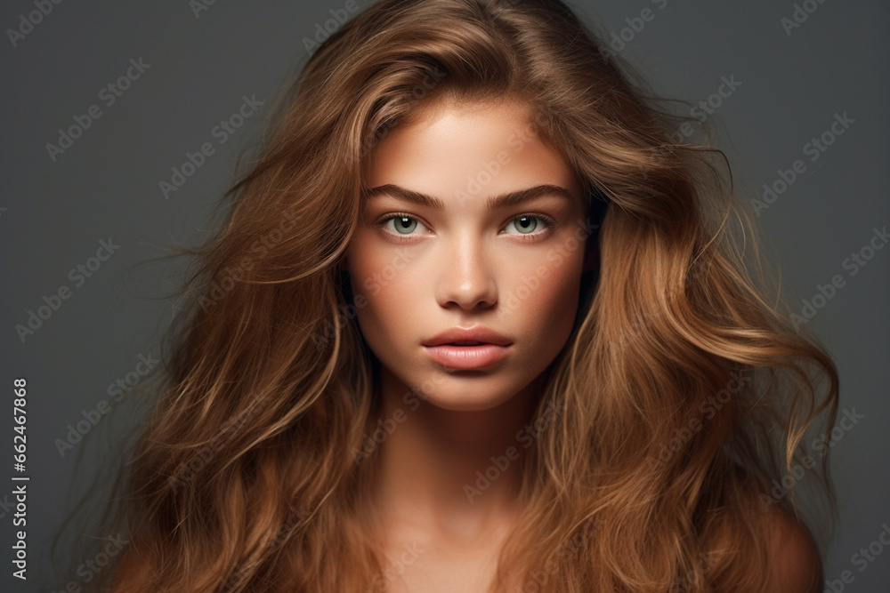 Beauty portrait of an european female model with flawless skin an beautiful hair Beauty portrait of an european female model with flawless skin an beautiful hair