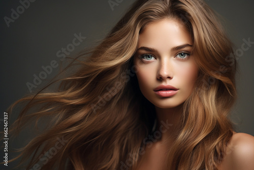 Beauty portrait of an european female model with flawless skin an beautiful hair