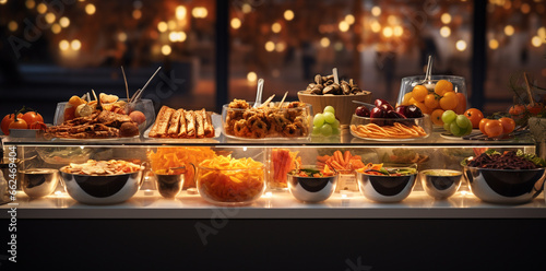 panoramic image of a Christmas buffet