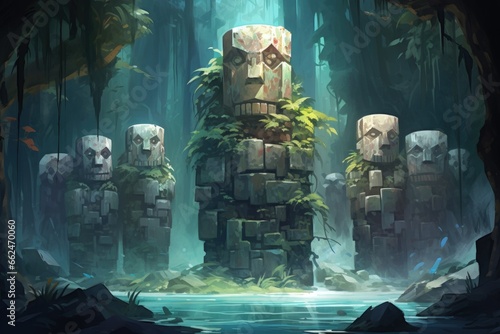 Ancient golems crafted from enchanted stone and animated by magic - Generative AI © Sidewaypics