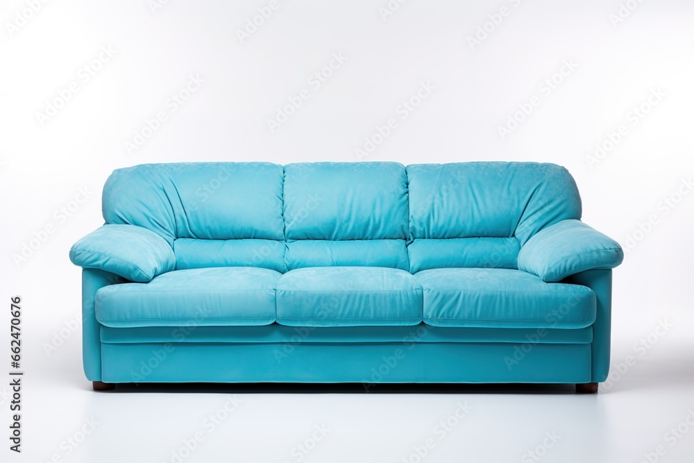 Cozy luxury blue couch over white studio background. Cozy luxury blue couch over white studio background.