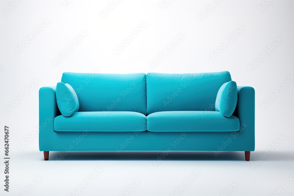 Blue sofa and wicker carpet in white simple living room. Blue sofa and wicker carpet in white simple living room.