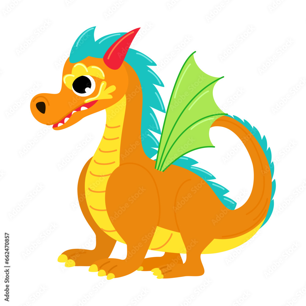 Cute orange dragon. Child dragon persona. Cartoon modern style vector illustration. Cute orange dragon. Child dragon persona. Cartoon modern style vector illustration.