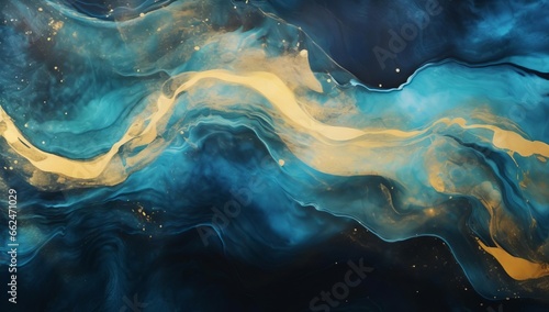 Abstract watercolor background with watercolor blue and yellow photo
