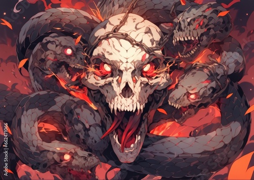 Skull with snakes 