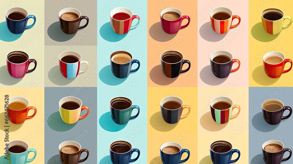 a series of coffee mugs with different shapes and colors. generative ai a series of coffee mugs with different shapes and colors. generative ai