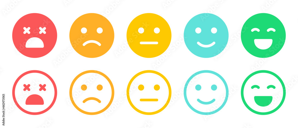 feedback emoji. emoticons set , rating scale of customer satisfaction rating with 5 levels ; good, medium, bad or happy smile, neutral, error x emojis - smiley icon set. vector illustration feedback emoji. emoticons set , rating scale of customer satisfaction rating with 5 levels ; good, medium, bad or happy smile, neutral, error x emojis - smiley icon set. vector illustration