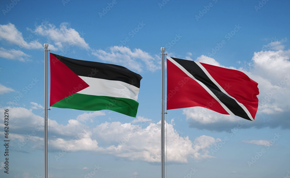 Trinidad and Tobago and Palestine and Gaza Strip flags, country relationship concept Trinidad and Tobago and Palestine and Gaza Strip flags, country relationship concept