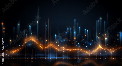 Abstract background with glowing lines and bokeh. 3d rendering