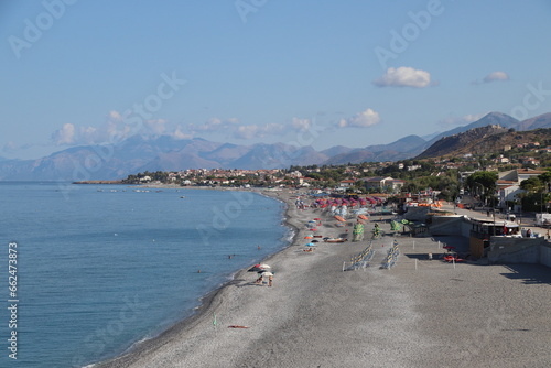 Obraz na plátne View of the large beach and coast line of Diamante, Diamante, District of Cosenza, Calabria, Italy, Europe