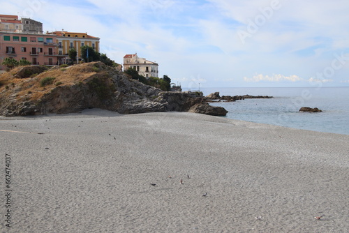 Fotografie View of the large beach and coast line of Diamante, Diamante, District of Cosenza, Calabria, Italy, Europe