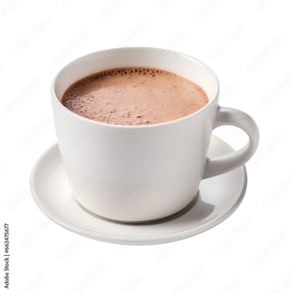 Hot chocolate drink with white cup isolated on transparent background. Hot chocolate drink with white cup isolated on transparent background.