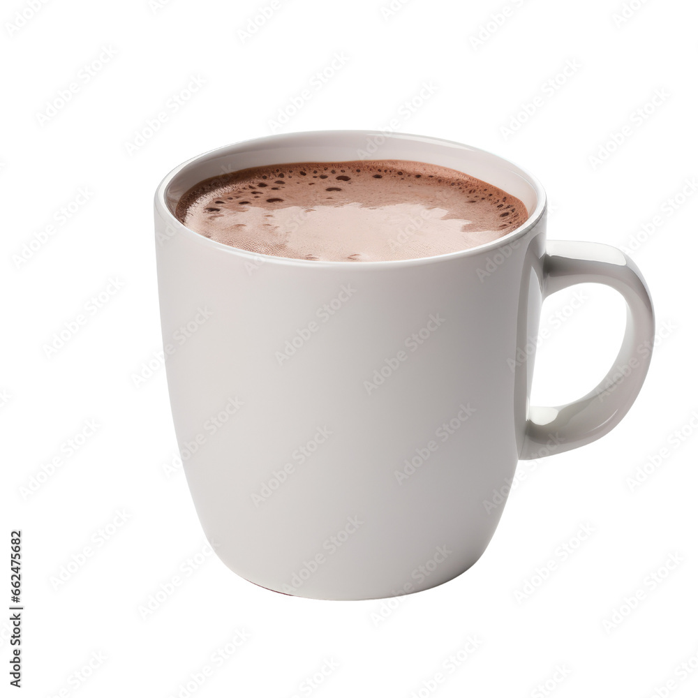 Hot chocolate drink with white cup isolated on transparent background. Hot chocolate drink with white cup isolated on transparent background.