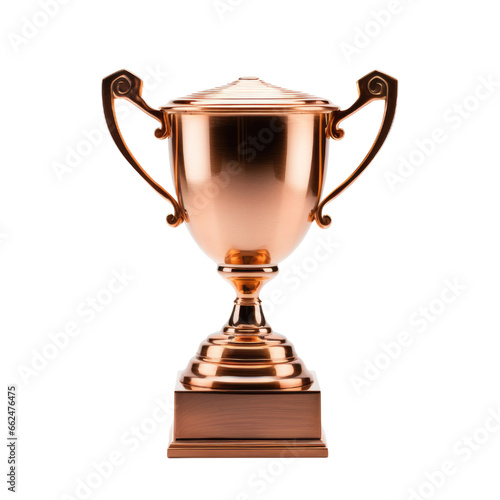 Bronze, copper trophy isolated on transparent background..
