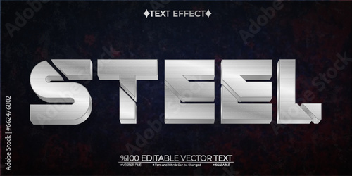 Silver Steel Editable Vector 3D Text Effect