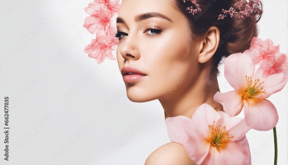 Composite Image of Woman's Silhouette and Floral Elements for Mental Health and Women's Day Illustration Composite Image of Woman's Silhouette and Floral Elements for Mental Health and Women's Day Illustration