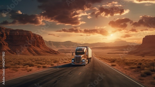 Truck is transporting goods in the USA © Krtola 