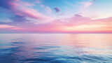 Inspirational calm sea with sunset sky. Meditation ocean and sky background. Pastel Colorful horizon over the water