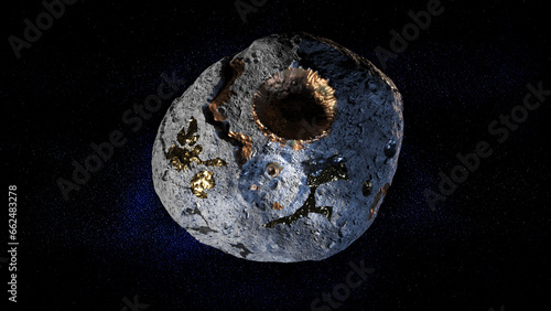 The golden asteroid, 16 Psyche is a large M-type asteroid, rich in metal.