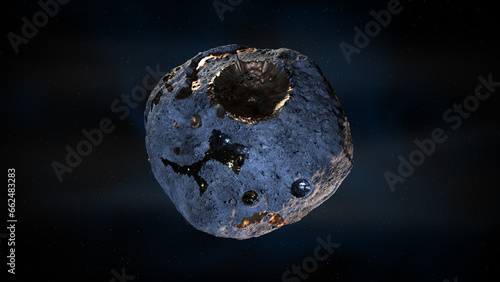 The golden asteroid, 16 Psyche is a large M-type asteroid, rich in metal.