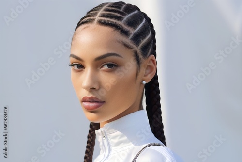 african american woman with Cornrows hair