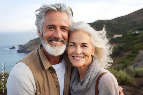 happy senior couple together smiling love traveling together