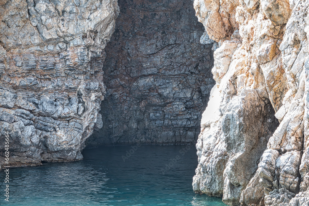 The sea cave located in Demircili bay between the Urla-Seferihisar coast of Izmir, Turkey