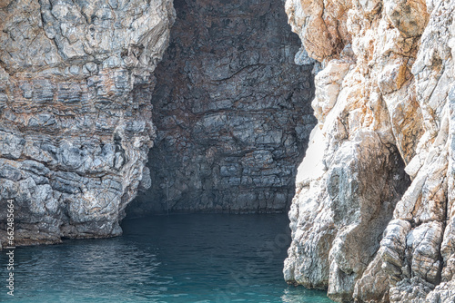 The sea cave located in Demircili bay between the Urla-Seferihisar coast of Izmir, Turkey