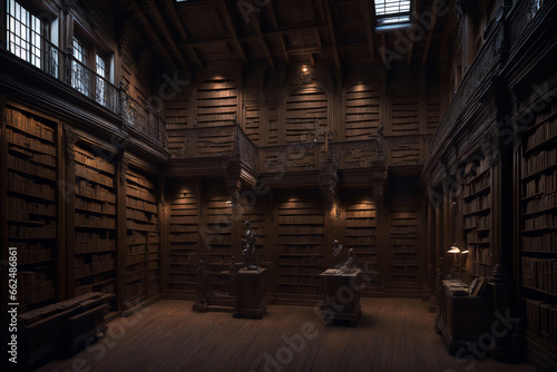 A 1800s Library, created using generative AI tools