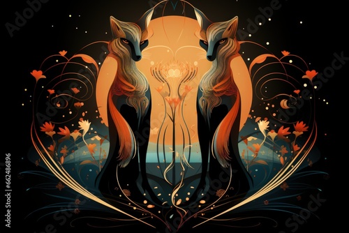 Cunning shape-shifting foxes with magical abilities - Generative AI photo