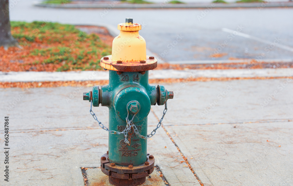 fire hydrant stands on a city sidewalk, symbolizing safety, preparedness, and emergency response, framed by urban surroundings fire hydrant stands on a city sidewalk, symbolizing safety, preparedness, and emergency response, framed by urban surroundings