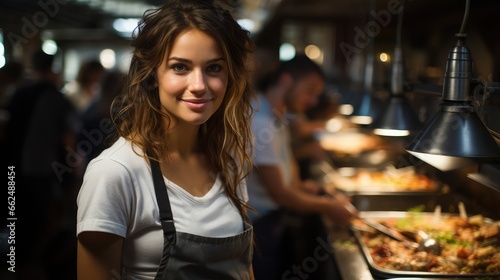 Wallpaper Mural portrait of a woman in a bar, generative AI Torontodigital.ca