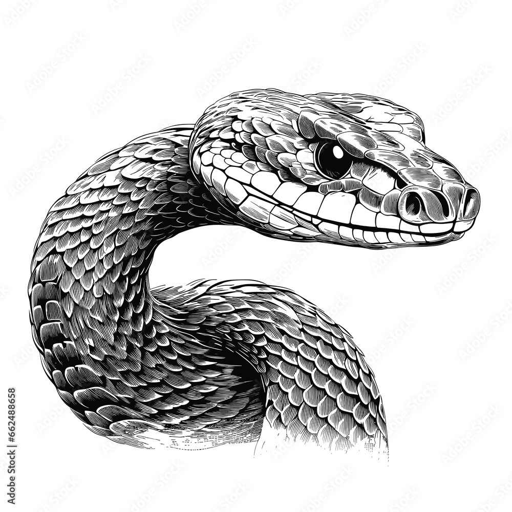 Fototapeta premium Hand Drawn Sketch Indian Python Snake Illustration 