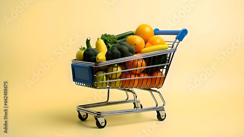 Shopping cart full of groceries, Shopping cart full of vegetables
