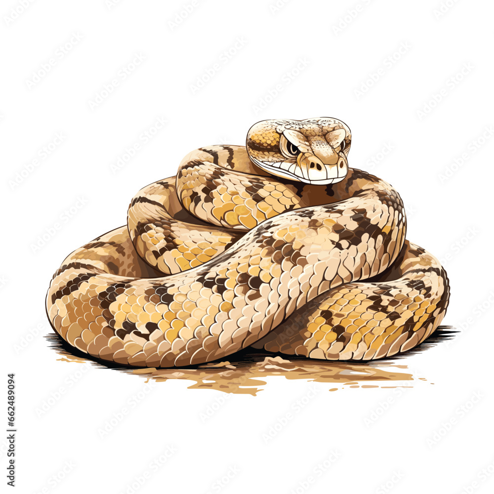 Obraz premium Hand Drawn Flat Color Puff Adder Snake Illustration 