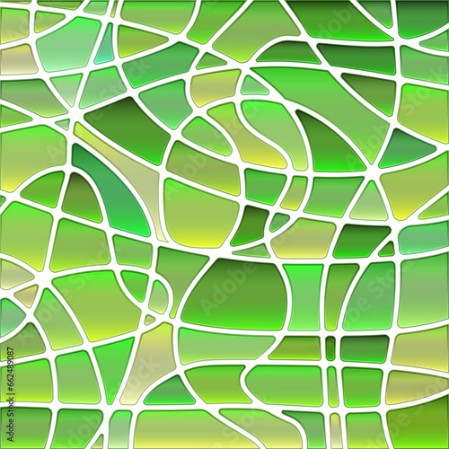 abstract vector stained-glass mosaic background - green and brown