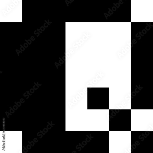 Q Gameboy Pixel Game Text Font black and white vector design