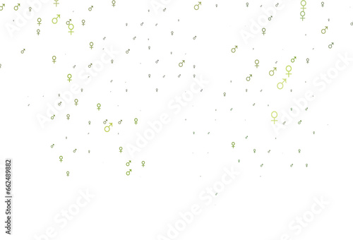 Light green vector background with gender symbols.