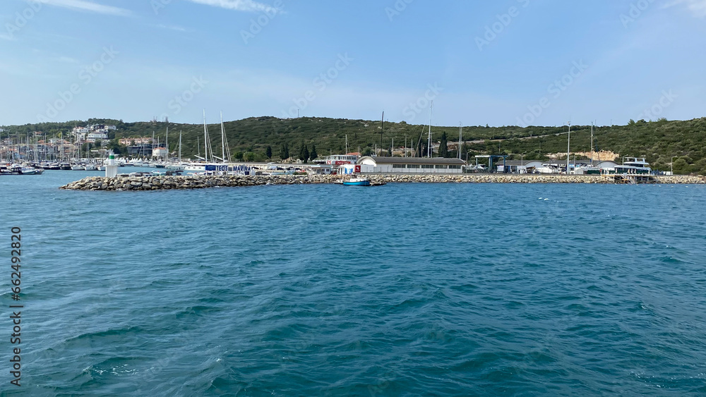 coastal view of famous cittaslow Sigacik town in Seferihisar , İzmir Turkey