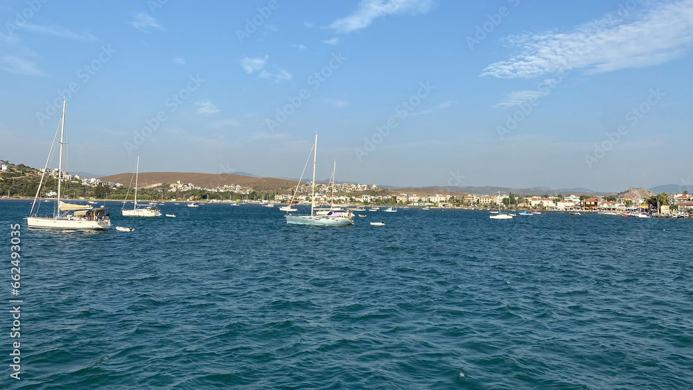 Boats moored at the Teos Marina in the Aegean Sea, Sığacık, Izmir Turkey