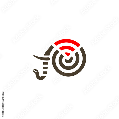 Vector is a spiral and the front of an elephant. Ivory, trunk and head of an elephant.