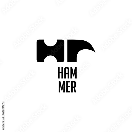 The logo is a very abstract iron hammer. The part that is hit by a hammer if divided by two, then forms the letters H and r.