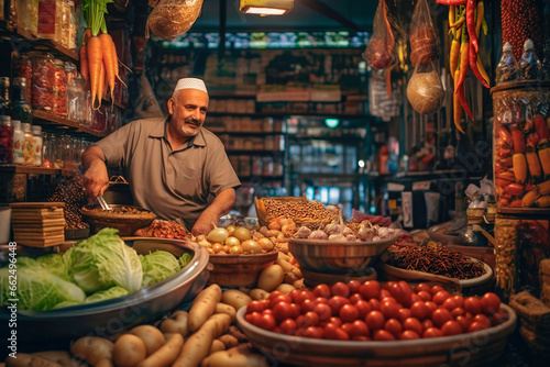 Local Flavors of India: Fresh Vegetables and Fruits Abound at a Traditional Street Market.