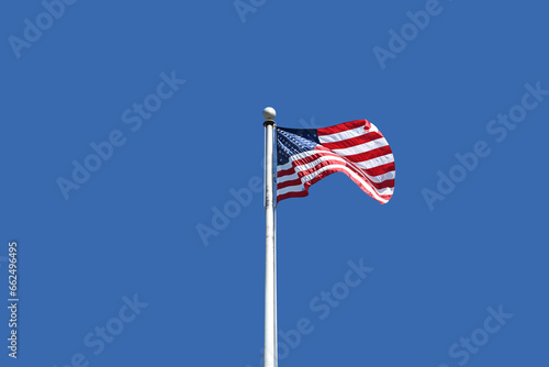 The United State Flag Blowing in the wind