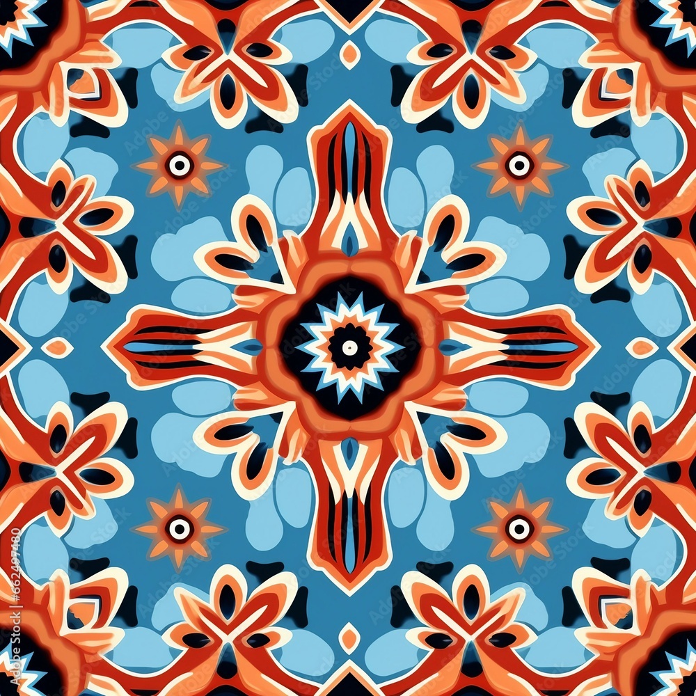 Fototapeta premium Soothing Geometric Textile Design Seamless Floral Pattern