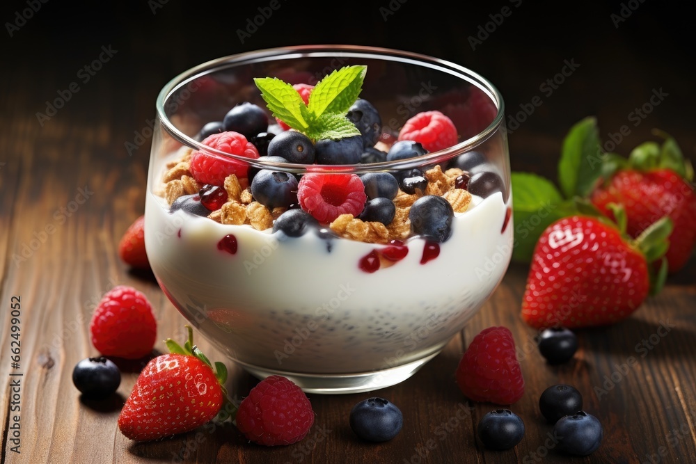 Berry and yogurt cereal for a nutritious breakfast Berry and yogurt cereal for a nutritious breakfast